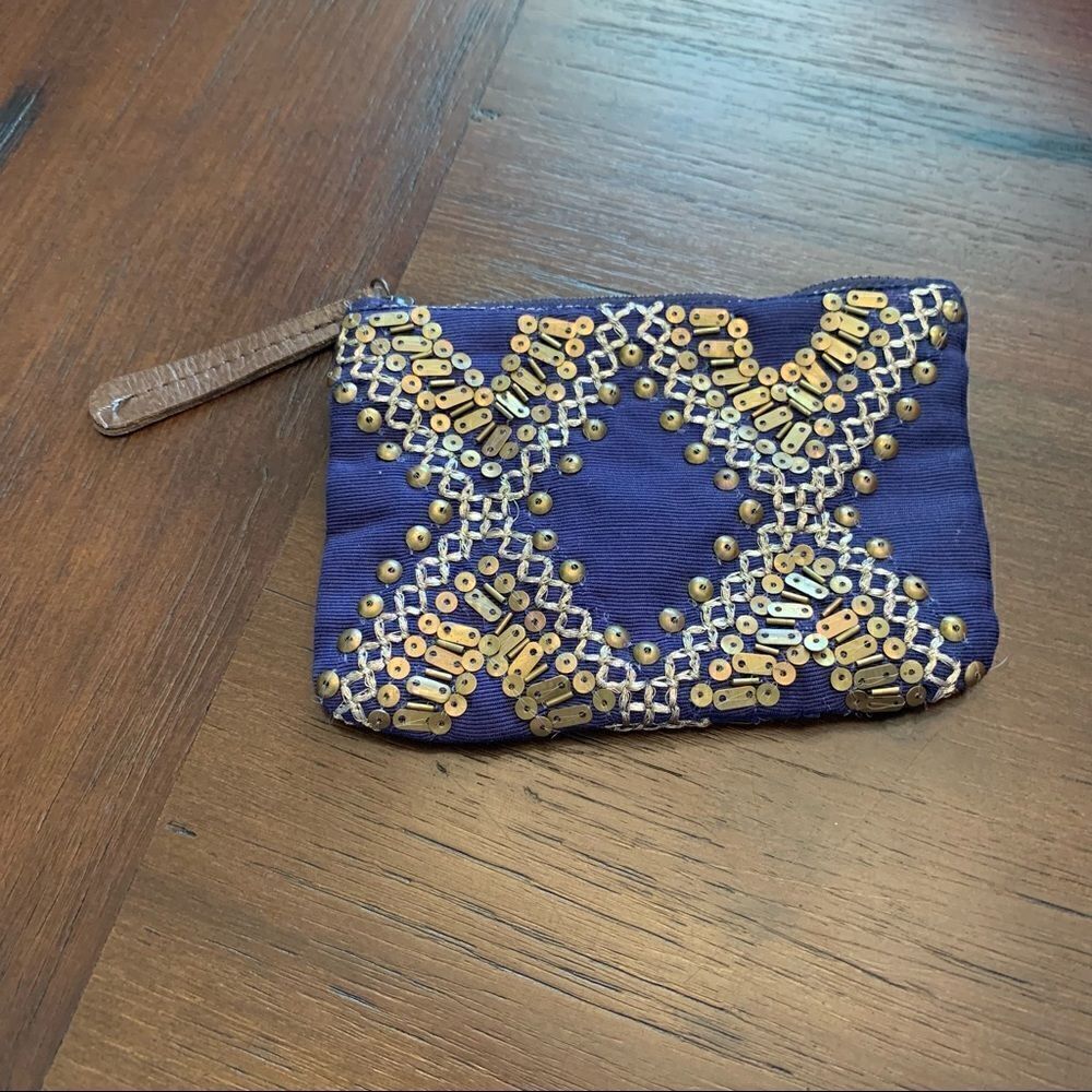 Anthropologie Jasper & Jeera Embellished Zipper Coin Pouch